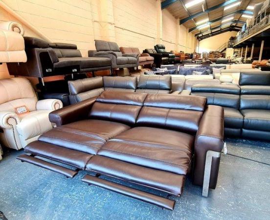 Image 7 of Moreno brown leather electric recliner 3 seater sofa
