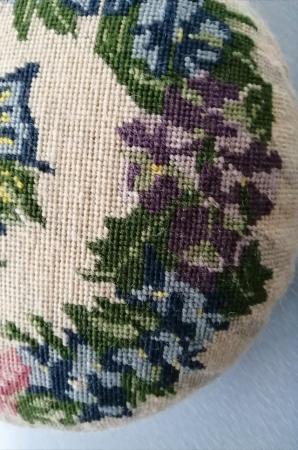 Image 7 of Small Round Tapestry Footstool.