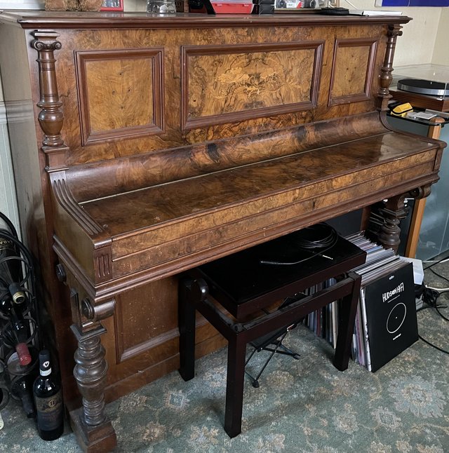 Preview of the first image of Antique walnut piano for sale.