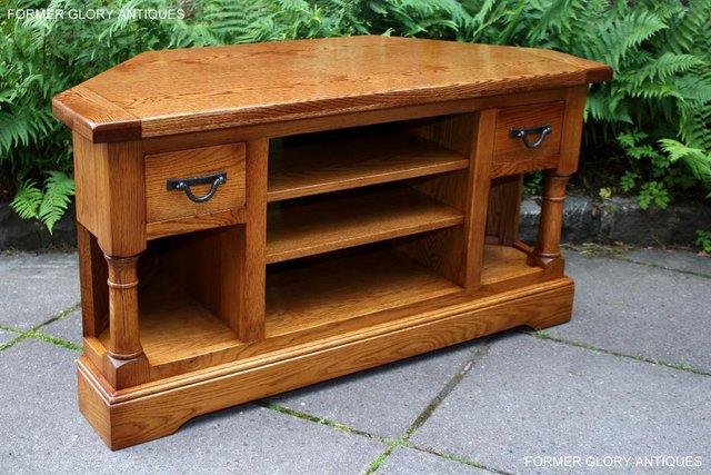 Image 3 of AN OLD CHARM FLAXEN OAK CORNER TV CABINET STAND MEDIA UNIT