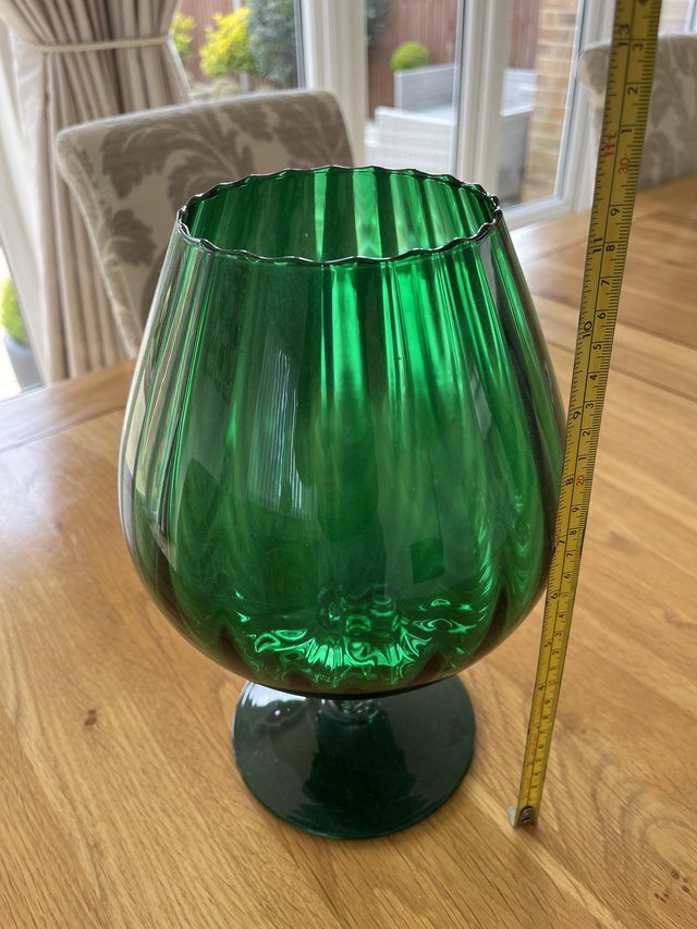 Preview of the first image of Green glass goblet in perfect condition.