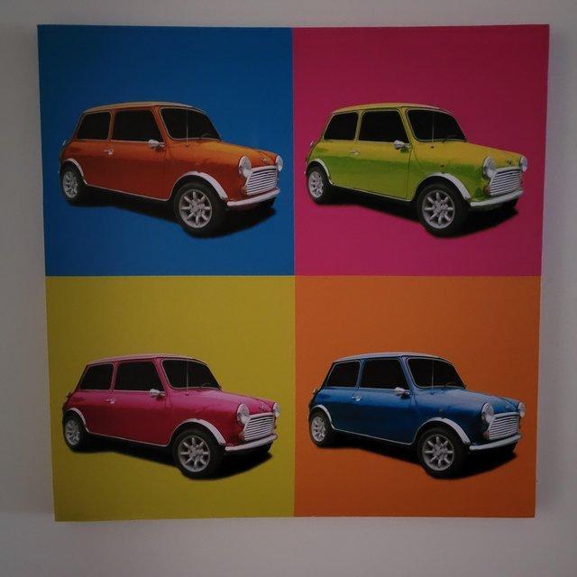 Preview of the first image of Classic Mini Car contemporary art canvas.