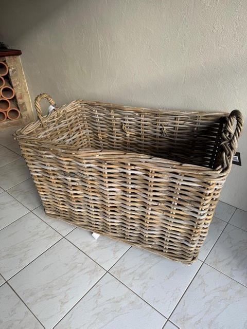 Preview of the first image of Large Rectangular Trunk Wicker Basket on casters.