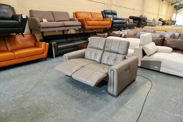 Image 14 of Alessio grey leather electric recliner 2 seater sofa