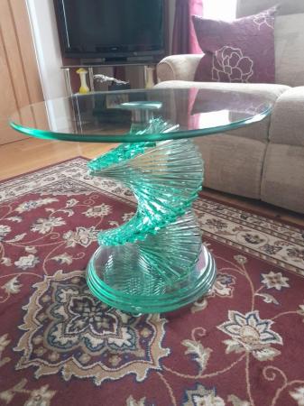 Image 3 of Solid glass side table with swirl glass base