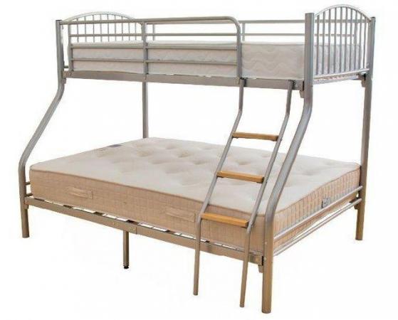 Image 1 of VALENCIA TRIPLE SLEEPER BUNK BED IN SILVER (NO MATTRESS)