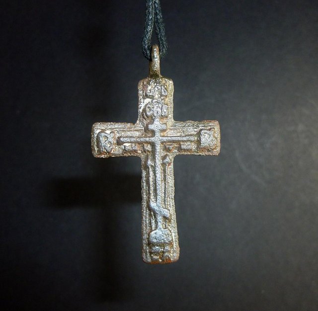 Preview of the first image of Antique Russian Cross 'Old Believers pendant necklace.