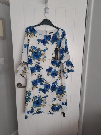 Image 1 of Roman Originals blue and white shift floral dress