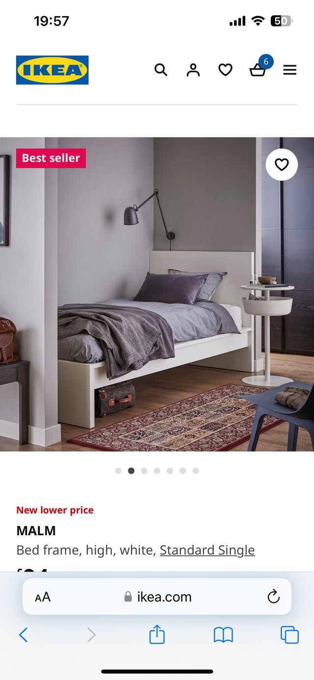 Preview of the first image of Ilea Malm single bed and mattress.