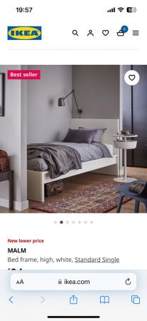 Image 1 of Ilea Malm single bed and mattress