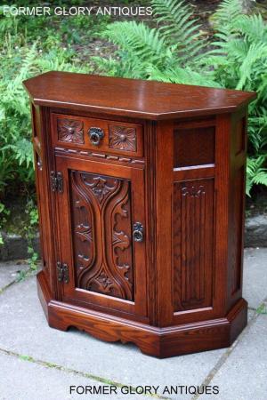 Image 64 of OLD CHARM TUDOR OAK CANTED HALL TABLE CABINET CUPBOARD STAND