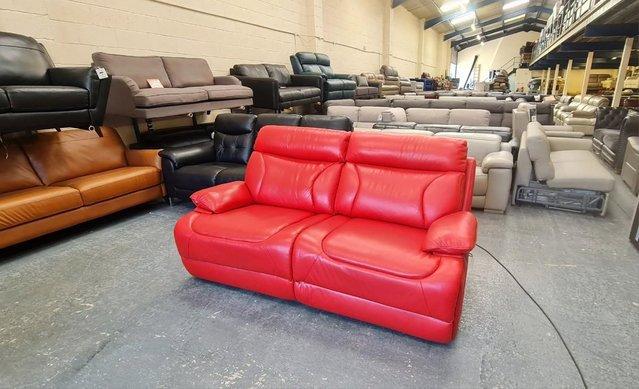 Image 4 of La-z-boy Raleigh red leather electric 3 seater sofa