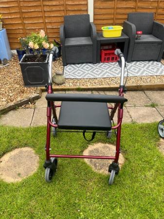 Image 3 of Walking Aid and Seat with Eight inch wheels
