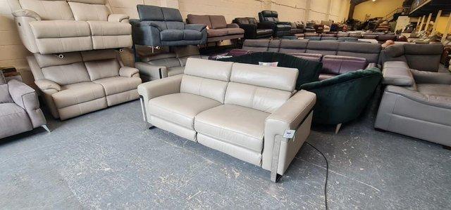 Image 2 of Moreno lead grey leather electric recliner 3 seater sofa