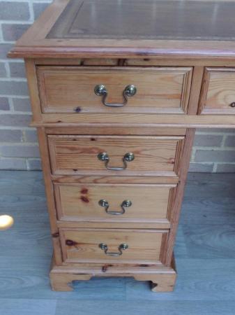 Image 11 of Welsh Pine Pedestal Desk with Leather Top (UK Delivery)