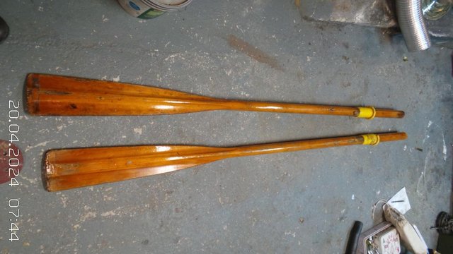 Preview of the first image of pair of wooden oars  pair of wooden orrs.