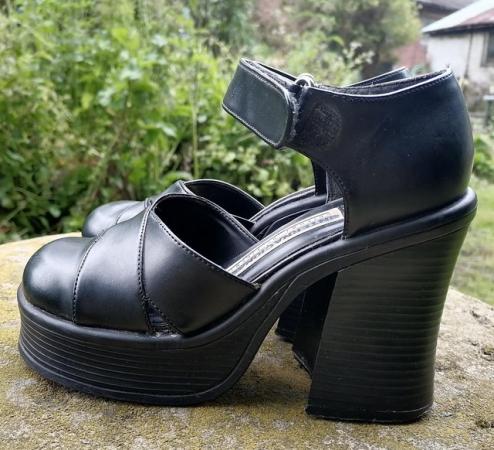 Image 1 of 90's platform high heeled black shoes size 3