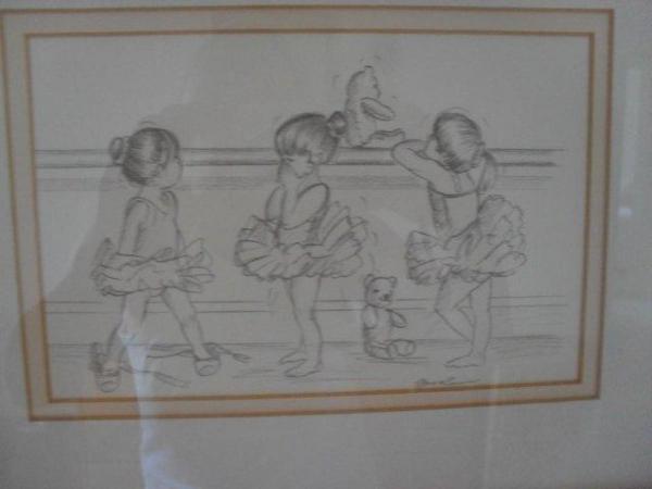 Image 1 of A pair of sketch drawings of Little ballet dancers