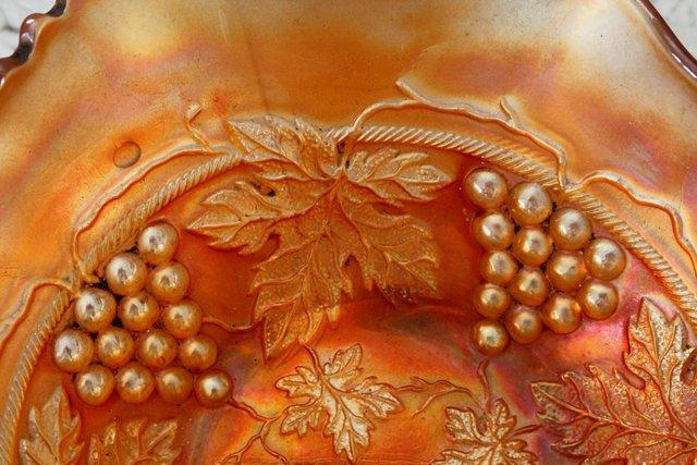 Image 2 of Vintage Fenton Marigold Grape Carnival Glass Bowl