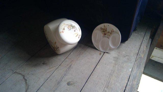 Preview of the first image of Marks & Spencer Harvest biscuit barrel & spoon rest.