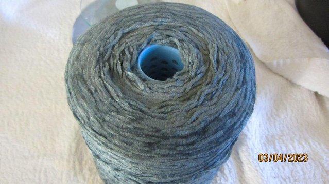 Preview of the first image of CHENILLE YARN 4 PLY IN SEA BLUE 800g CONE IDEAL FOR MACHINE.