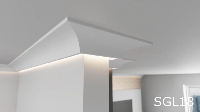 Preview of the first image of EPS Plaster coated - COVING LED Lighting cornice - SGL18.