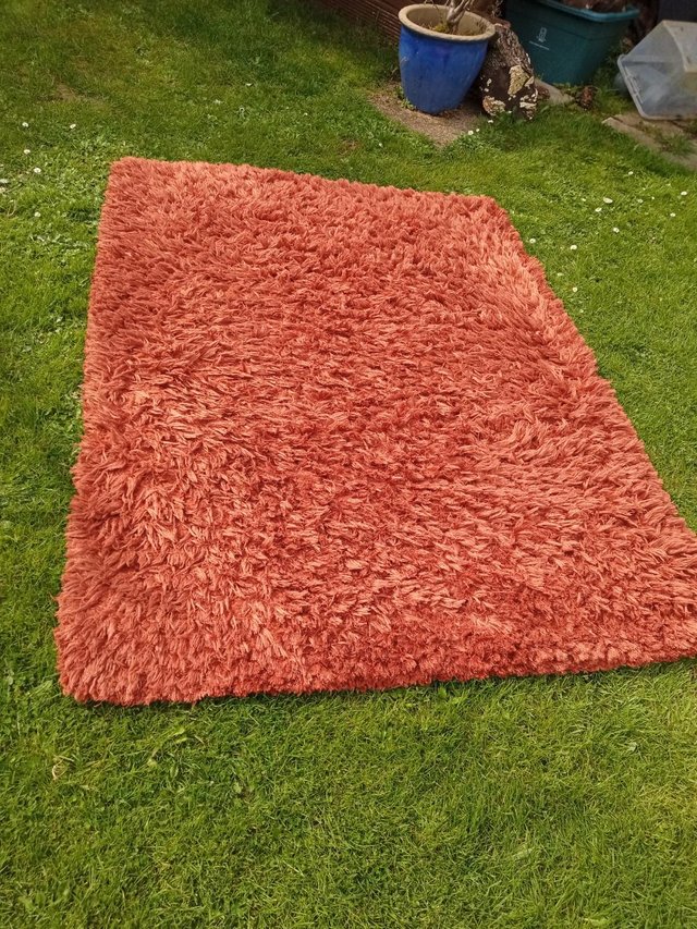 Preview of the first image of Large Rust coloured Plush Rug.