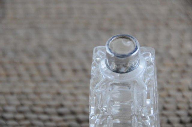 Image 2 of Antique Cut Glass Perfume Bottle With Stopper Silver Collar