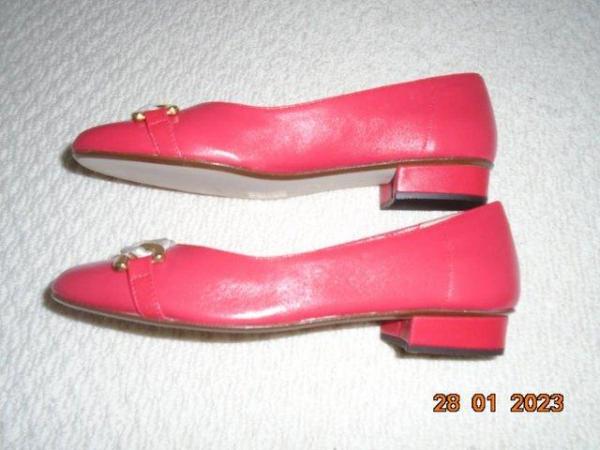 Image 2 of HB brand new and unworn red leather low heeled pumps