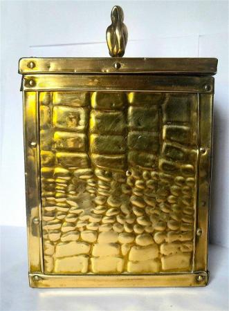 Image 1 of BRASS TEA CADDY or KITCHEN CANISTER 21 x 13 cm