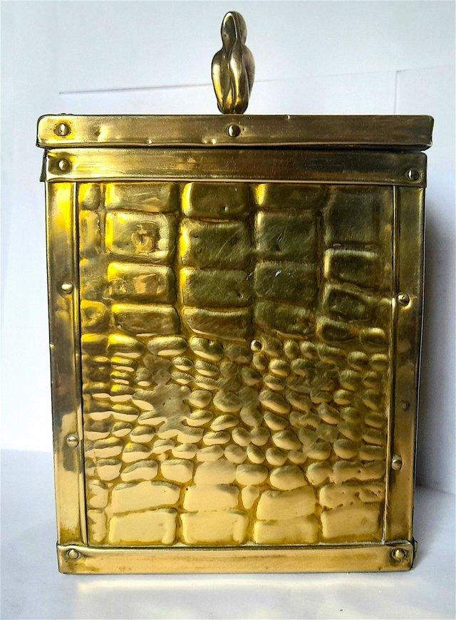 Preview of the first image of BRASS TEA CADDY or KITCHEN CANISTER 21 x 13 cm.