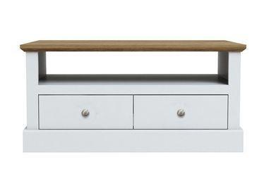 Image 1 of DEVON 2 DRAWER COFFEE TABLE  WHITE AND OAK
