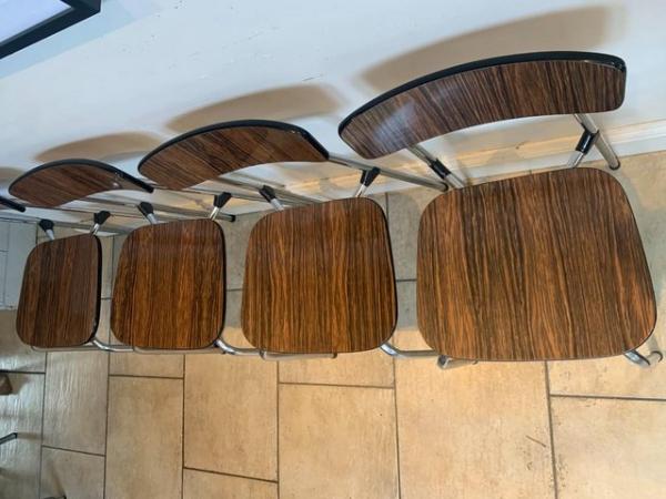 Image 2 of Vintage Chrome and Wood Effect Formica Tavo Chairs