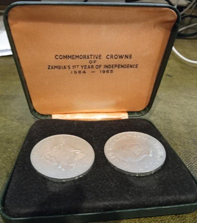 Preview of the first image of Two Zambia Commemorative Crowns.