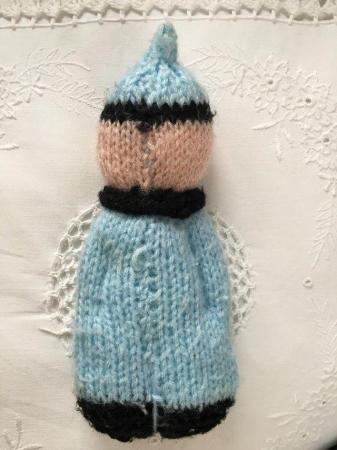 Image 3 of Small vintage early/mid 1980's hand-knitted stuffed doll.