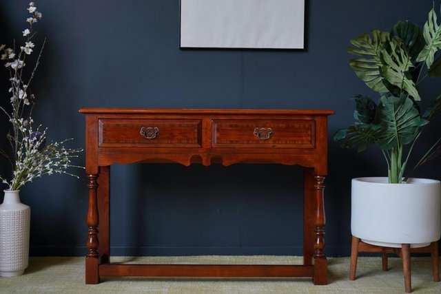 Preview of the first image of Antique Georgian Style Oak Two Drawer Dresser Hallway Table.