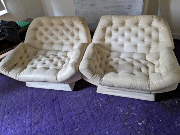 Image 1 of 1970's Vintage White Armchairs