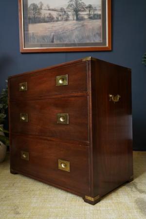 Image 10 of Mid Century Bevan Funnell Military Campaign Mahogany Drawers