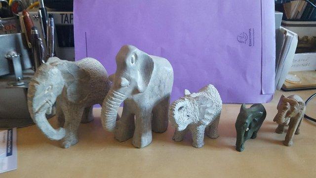 Image 1 of Collection of five stone elephants