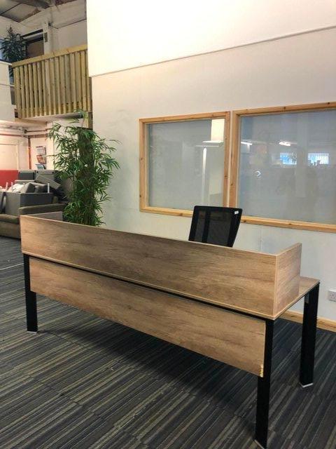 Preview of the first image of 10 Light walnut office computer desks/tables with cable mgmt.