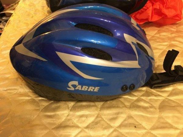 Image 2 of Blue Bicycle Helmet & Handle Bar Bag