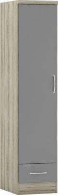 Preview of the first image of Nevada 1 door 1 drawer wardrobe in grey gloss/light oak.