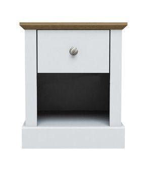 Image 1 of DEVON 1 DRAWER LAMP TABLE WHITE AND OAK