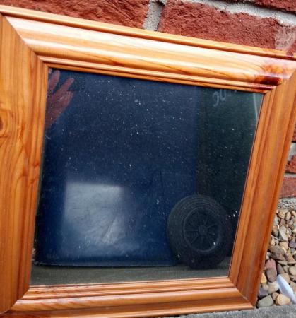 Image 1 of Square mirror with pine wood surround