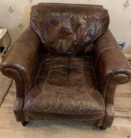 Image 2 of Brown leather vintage armchair