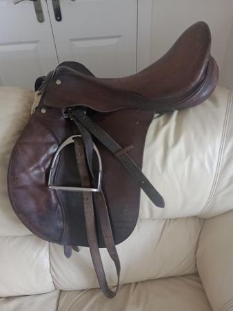 Image 3 of 17" wide brown leather saddle