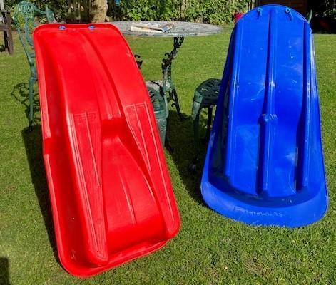 Image 2 of Children's Snow Sledges Blue and Red