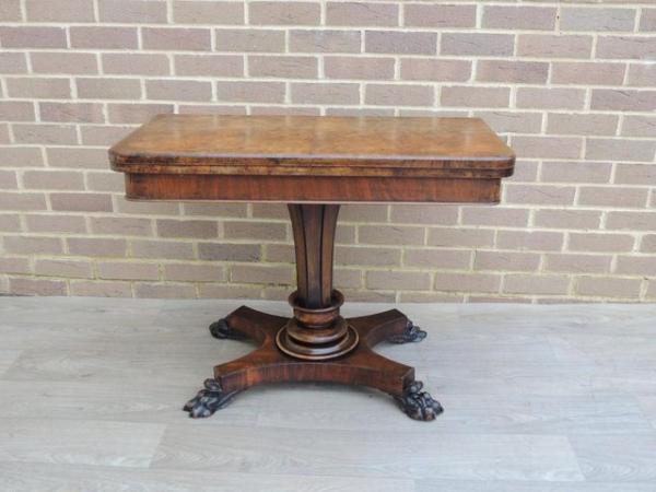 Image 1 of Antique Walnut Card Table Console (UK Delivery)