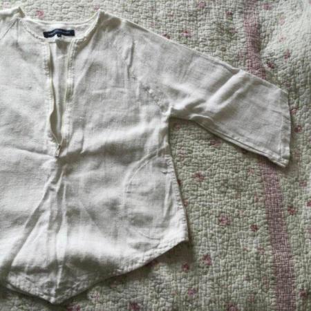 Image 3 of Vintage Size M FCUK Pure Linen White 1/2 Zip Angle Top
