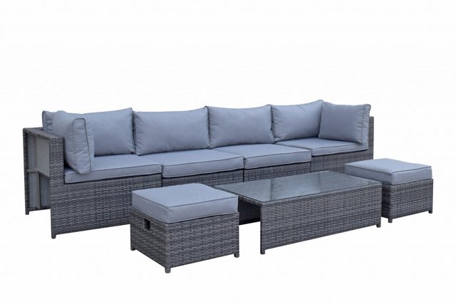 Image 3 of Chelsea Rattan Modular Sofa with Arm Storage in Grey